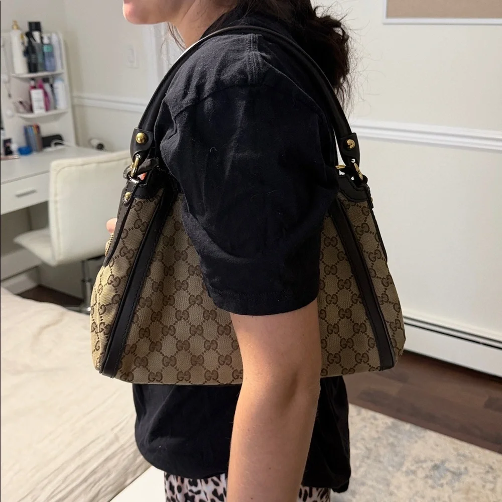Gucci Monogram Beige and Brown Shoulder Bag - Picture 11 of 13